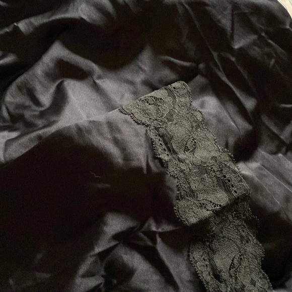 Vintage 1990s black waist half slip knee length midi Komar large Aniron Nylon - Picture 3 of 7